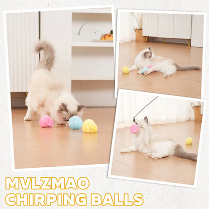 Bola interactiva de peluche para gatos con sonido.
