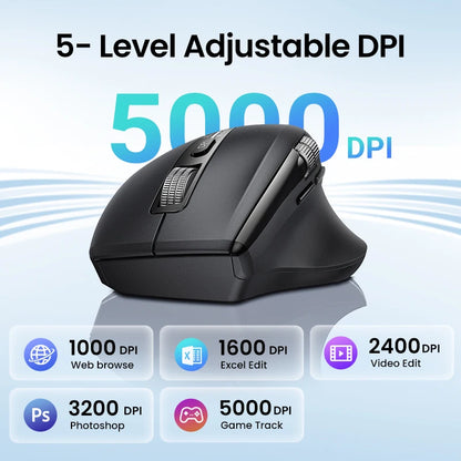 Mouse ergonómico inalámbrico UGREEN HyperFast Scroll y conexión Bluetooth 5.4