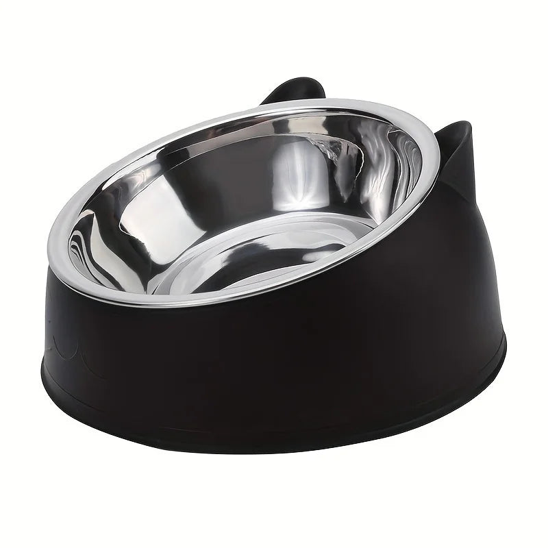 Tazón de acero inoxidable con base PVC para gatos, cachorros y perros