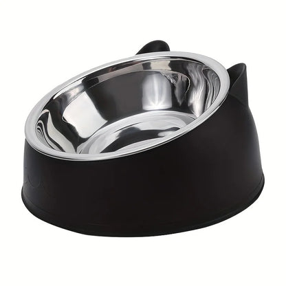Tazón de acero inoxidable con base PVC para gatos, cachorros y perros