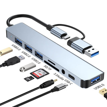 Hub USB de 8 puetros en 1 con USB y Tipo C