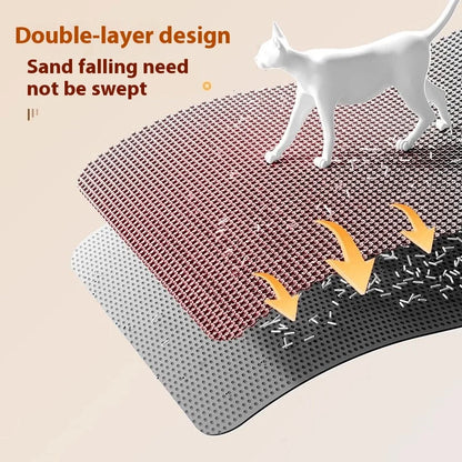 Alfombrilla de arenero para gatos de 2 capas con antideslizante