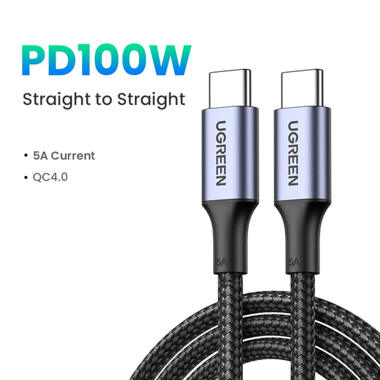 Cable USB tipo C a USB C para carga rápida de 100W estilo trenzado
