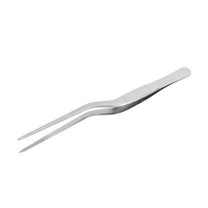 Pinzas profesionales de cocina de acero inoxidable para decorar alimentos.