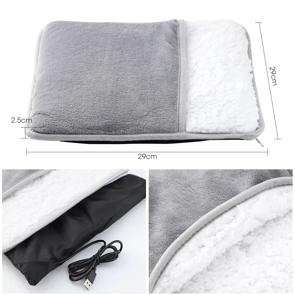 Almohada calefactora eléctrica para pies con carga USB