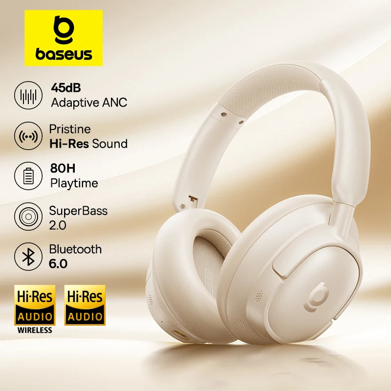 Audífonos inalámbricos marca Baseus con bluetooth 6.0 y cancelación activa de ruido
