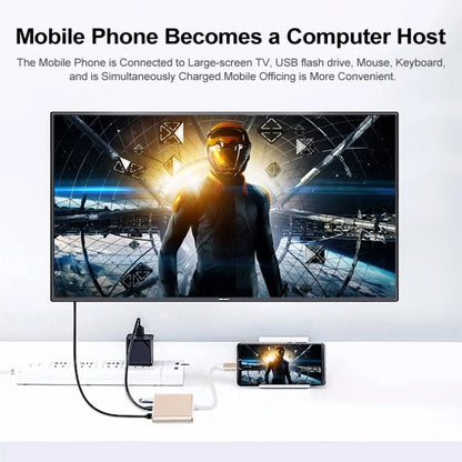 Hub 3 en 1 contector USB tipo C con HDMI 4K y puerto USB 3.0