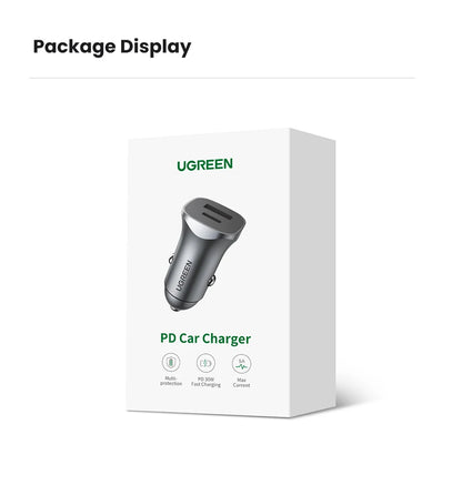 Cargador USB tipo A y C para automóvil de carga rápida compatible con iPhone, Xiaomi, Samsung y Huawei