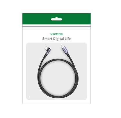 Cable USB tipo C a USB C de 100W con ángulo doble (carga rápida)