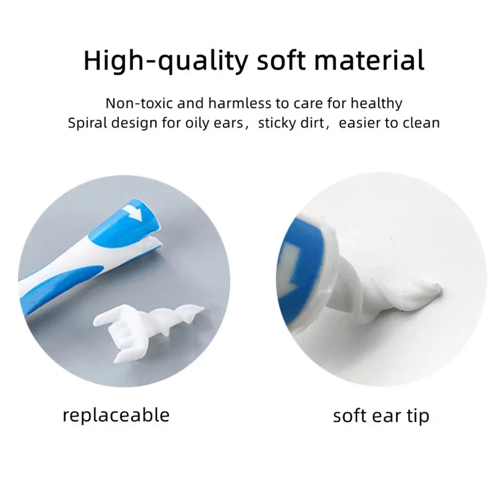 Herramientas para limpieza de oídos. Remueve la cera del oído con la espiral de silicona