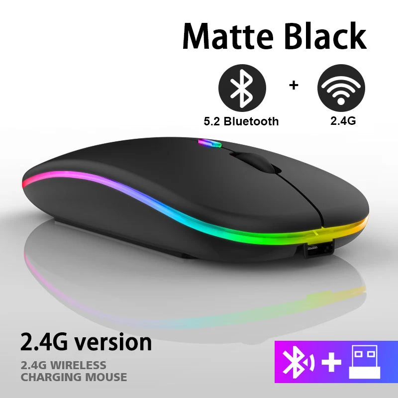 Mouse inalámbrico Bluetooth recargable conexión 2,4 GHz
