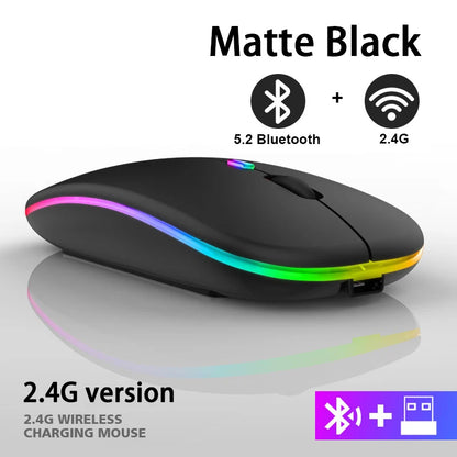 Mouse inalámbrico Bluetooth recargable conexión 2,4 GHz
