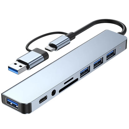 Hub USB de 8 puetros en 1 con USB y Tipo C