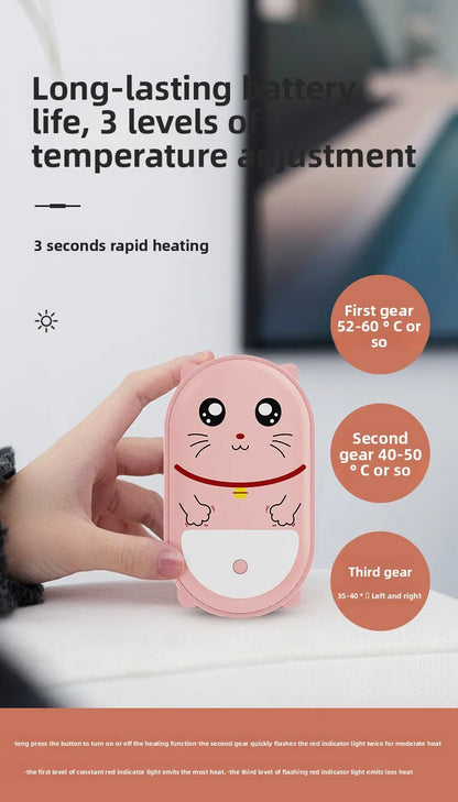 Calentador de manos eléctrico con forma de mascota sin agua con carga USB
