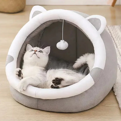 Cama cueva para gatos y perros pequeños autocalentable, plegable, extraíble y lavable