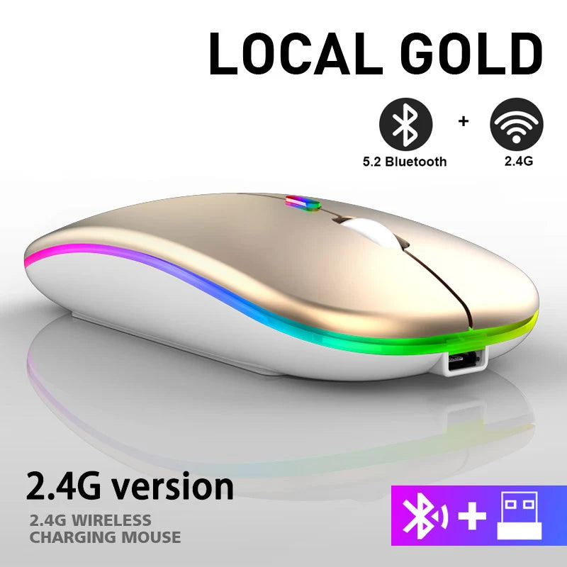Mouse inalámbrico Bluetooth recargable conexión 2,4 GHz