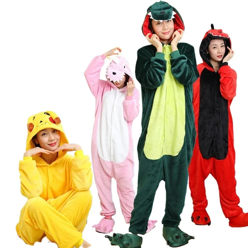 Pijamas de dibujos animados de dinosaurios para niños y adultos