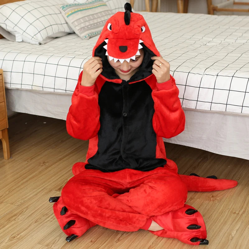 Pijamas de dibujos animados de dinosaurios para niños y adultos