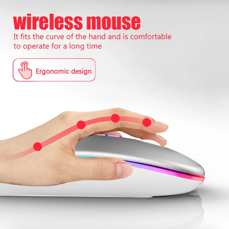 Mouse inalámbrico Bluetooth recargable conexión 2,4 GHz