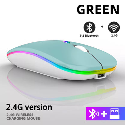 Mouse inalámbrico Bluetooth recargable conexión 2,4 GHz