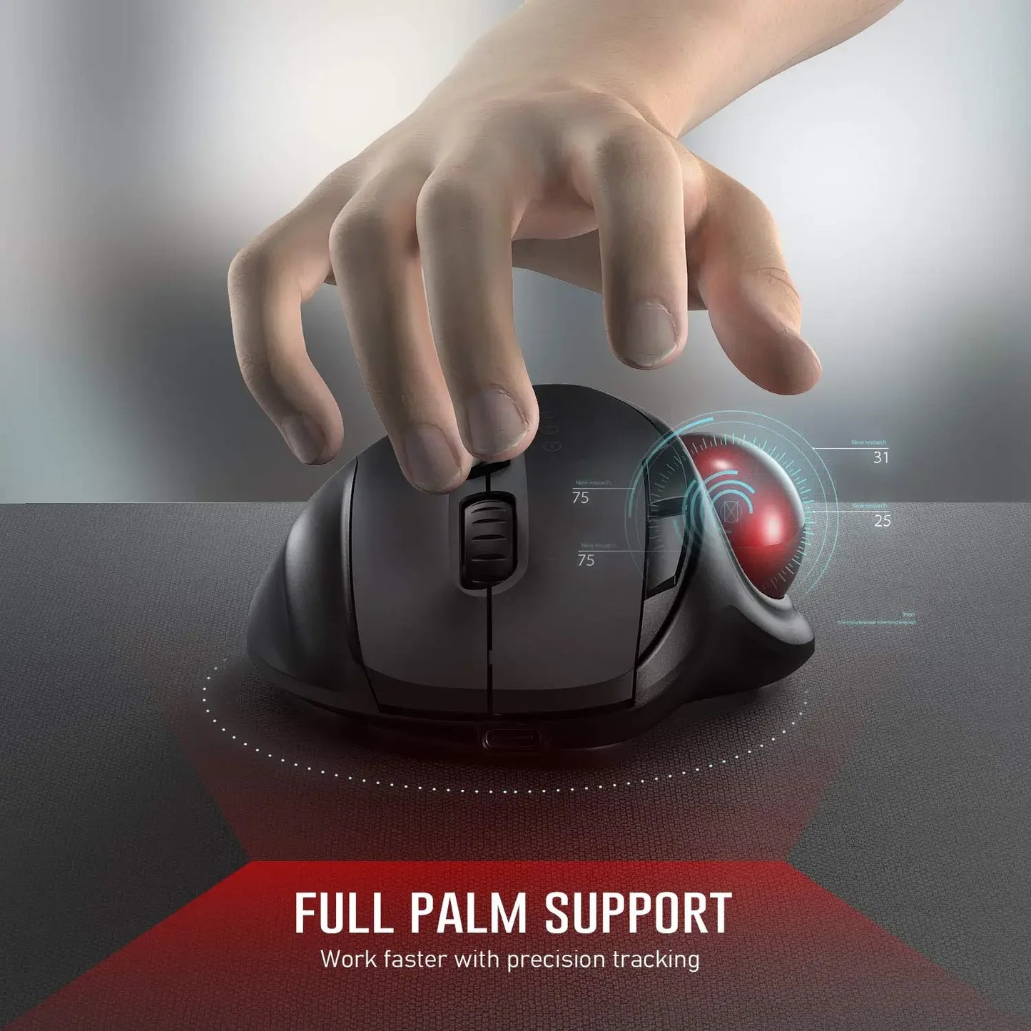 Mouse trackball recargable con bluetooth 4 y 2.4G inalámbrico con DPI ajustable