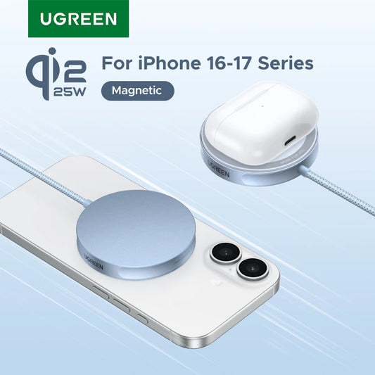 Cargador inalámbrico UGREEN Qi2.2 de carga rápida 25W compatible con iPhone