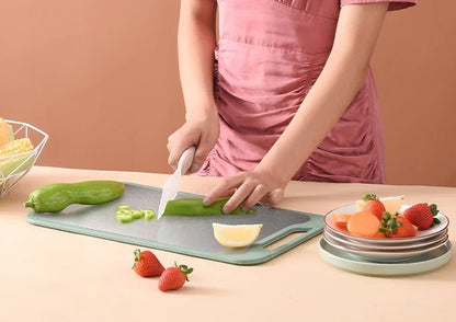 Tabla de cocina de doble cara de acero Inoxidable y borde plástico