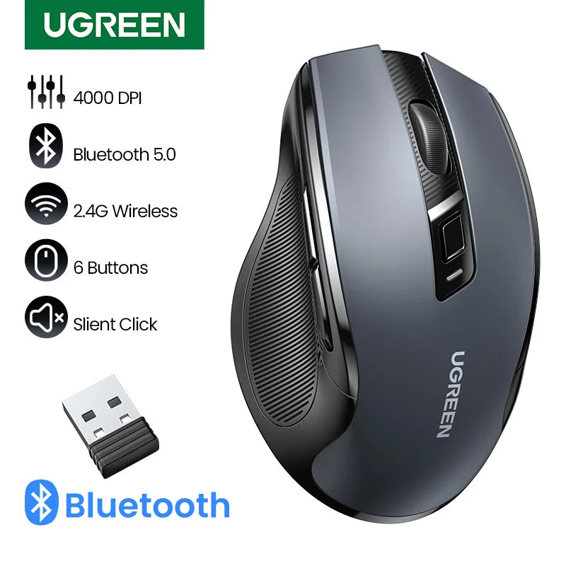 Mouse ergonómico inalámbrico conexión Bluetooth 5.0 y 2.4 GHz UGREEN
