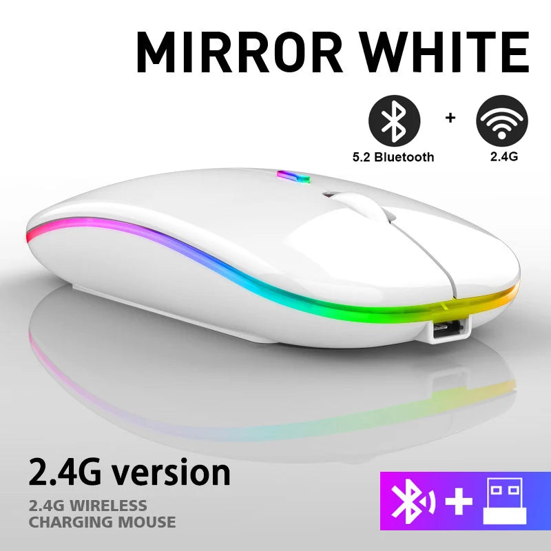 Mouse inalámbrico Bluetooth recargable conexión 2,4 GHz