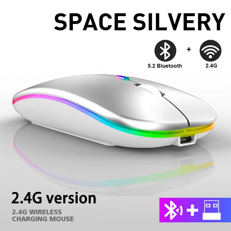 Mouse inalámbrico Bluetooth recargable conexión 2,4 GHz