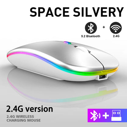 Mouse inalámbrico Bluetooth recargable conexión 2,4 GHz