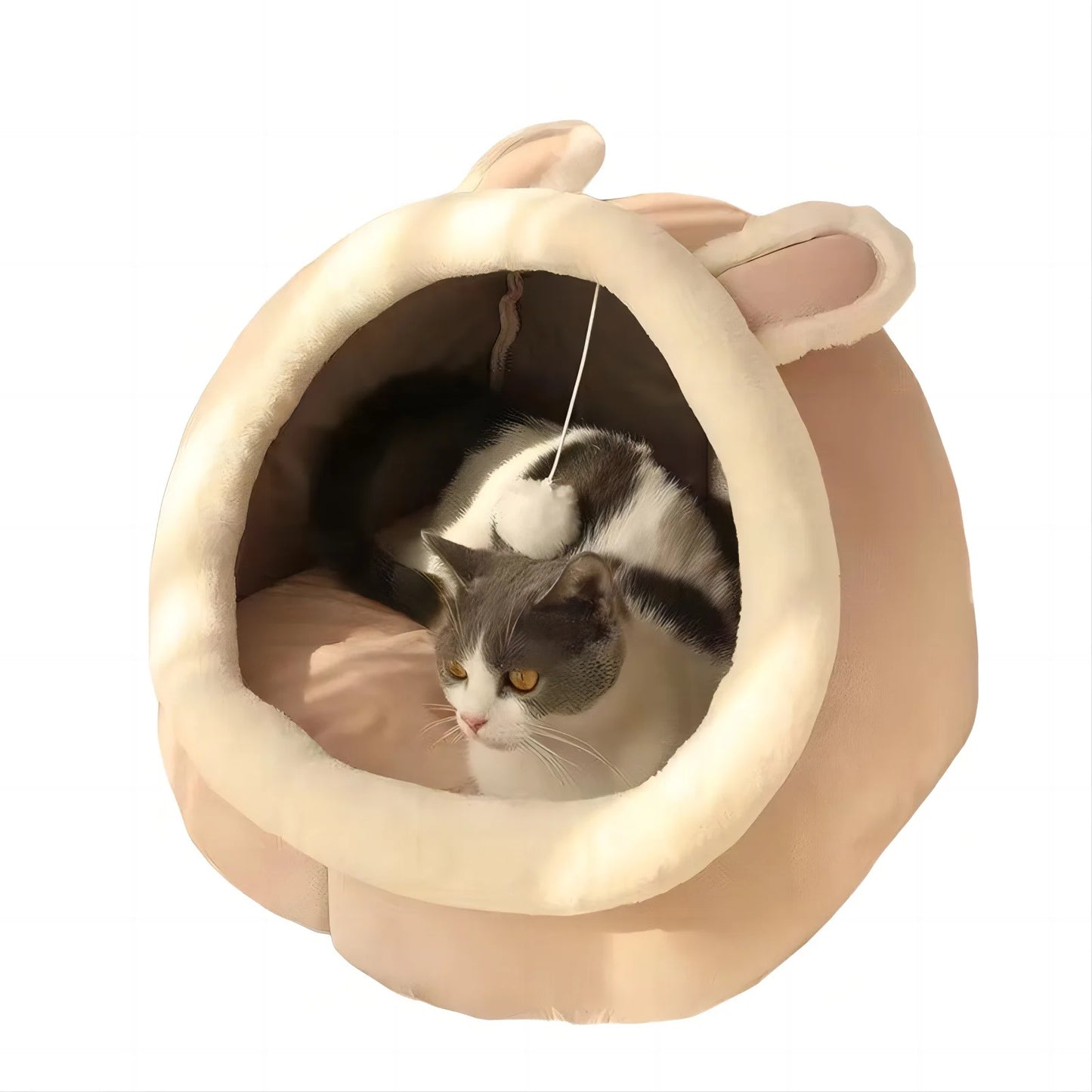 Cama cueva para gatos y perros pequeños autocalentable, plegable, extraíble y lavable