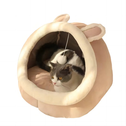 Cama cueva para gatos y perros pequeños autocalentable, plegable, extraíble y lavable