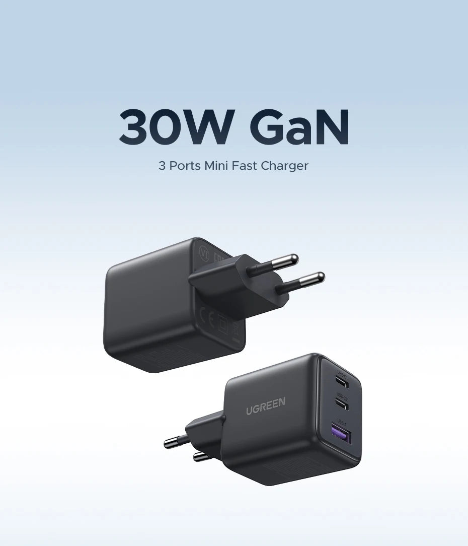 Cargador GaN de 3 puertos UGREEN 30W
