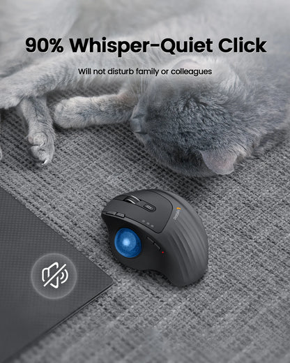 Mouse con trackball recargable inalámbrico Bluetooth 2.4G y conexión multidispositivo