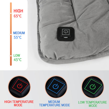 Cojín calefactor eléctrico para silla con temperatura ajustable y carga USB