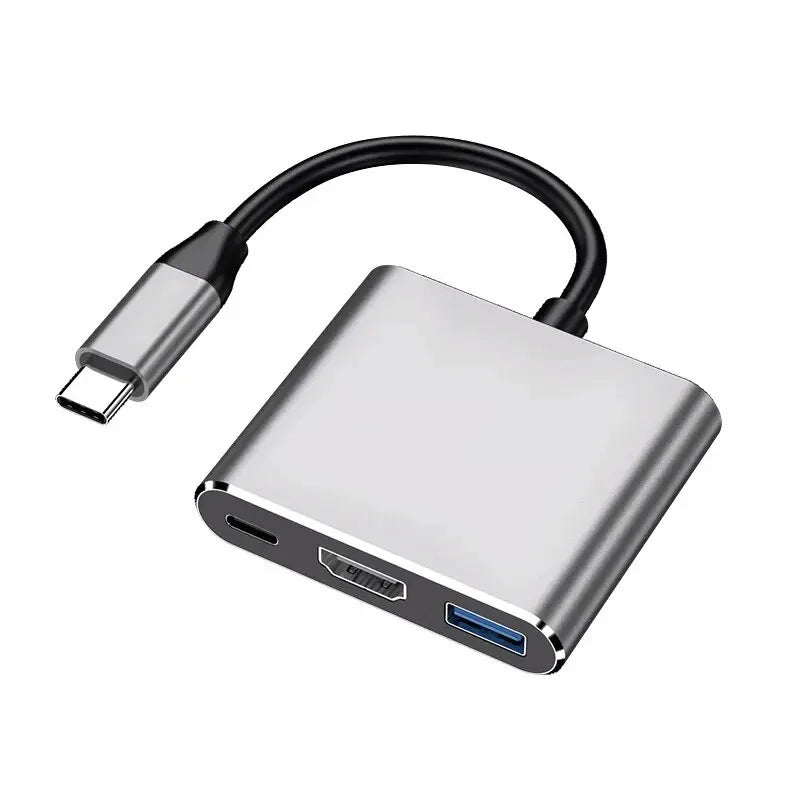 Hub 3 en 1 contector USB tipo C con HDMI 4K y puerto USB 3.0