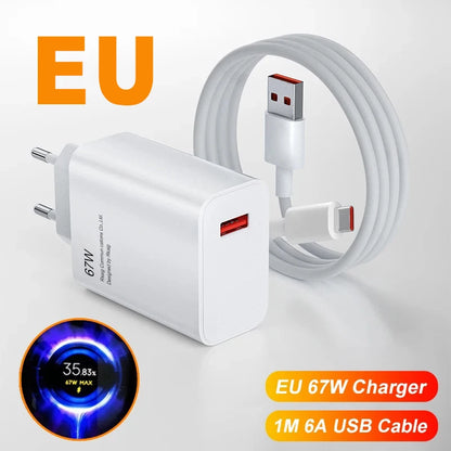 Cargador compatible Xiaomi de 67W con Carga Rápida