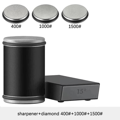 Kit de afilador para afilar cuchillos con rodillo y con piedras diamantes industriales.