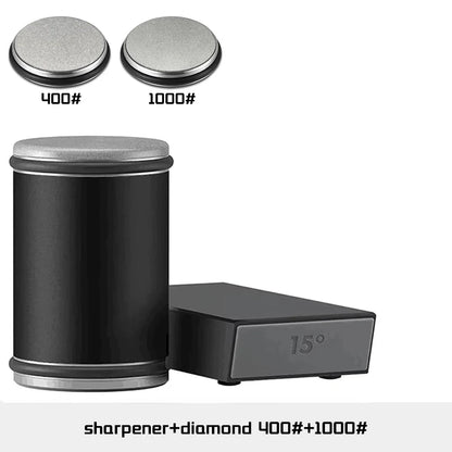 Kit de afilador para afilar cuchillos con rodillo y con piedras diamantes industriales.
