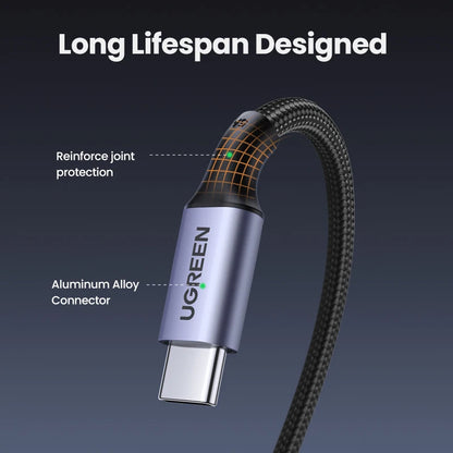 Cable USB tipo C a USB C para carga rápida de 100W estilo trenzado