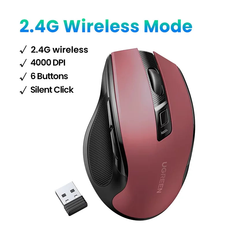 Mouse ergonómico inalámbrico conexión Bluetooth 5.0 y 2.4 GHz UGREEN