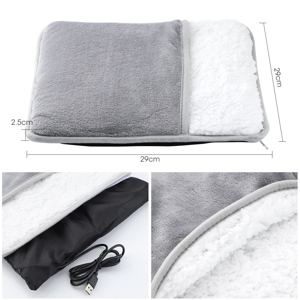 Almohada calefactora eléctrica para pies con carga USB
