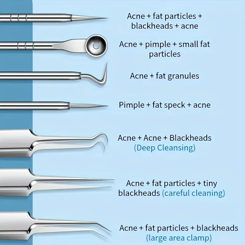 Kit removedor de espinillas con 8 piezas de acero inoxidable
