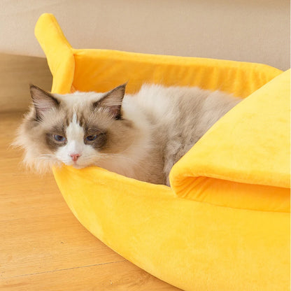 Cama plátano para mascotas. cálida para el invierno