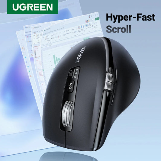 Mouse ergonómico inalámbrico UGREEN HyperFast Scroll y conexión Bluetooth 5.4