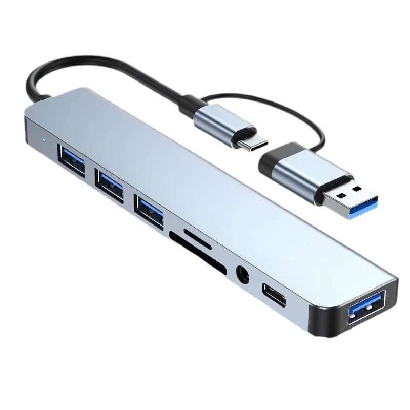 Hub USB de 8 puetros en 1 con USB y Tipo C