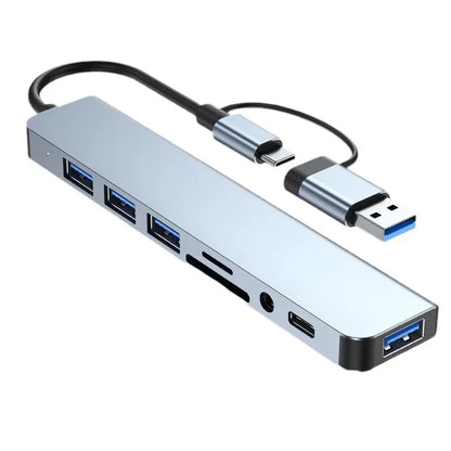 Hub USB de 8 puetros en 1 con USB y Tipo C