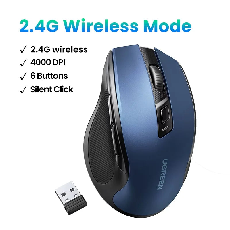 Mouse ergonómico inalámbrico conexión Bluetooth 5.0 y 2.4 GHz UGREEN