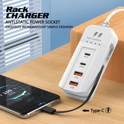 Cargador de pared con puertos USB y USB tipo C